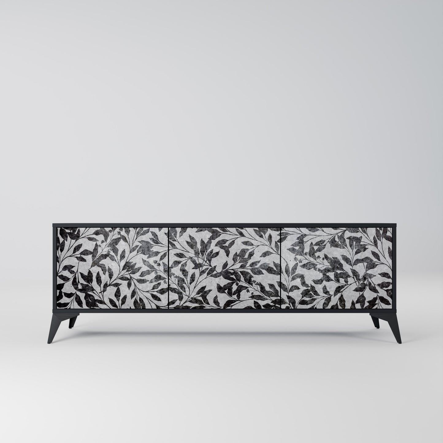 CHARCOAL SPROUT 3-dörrars TV-bänk i svart finish