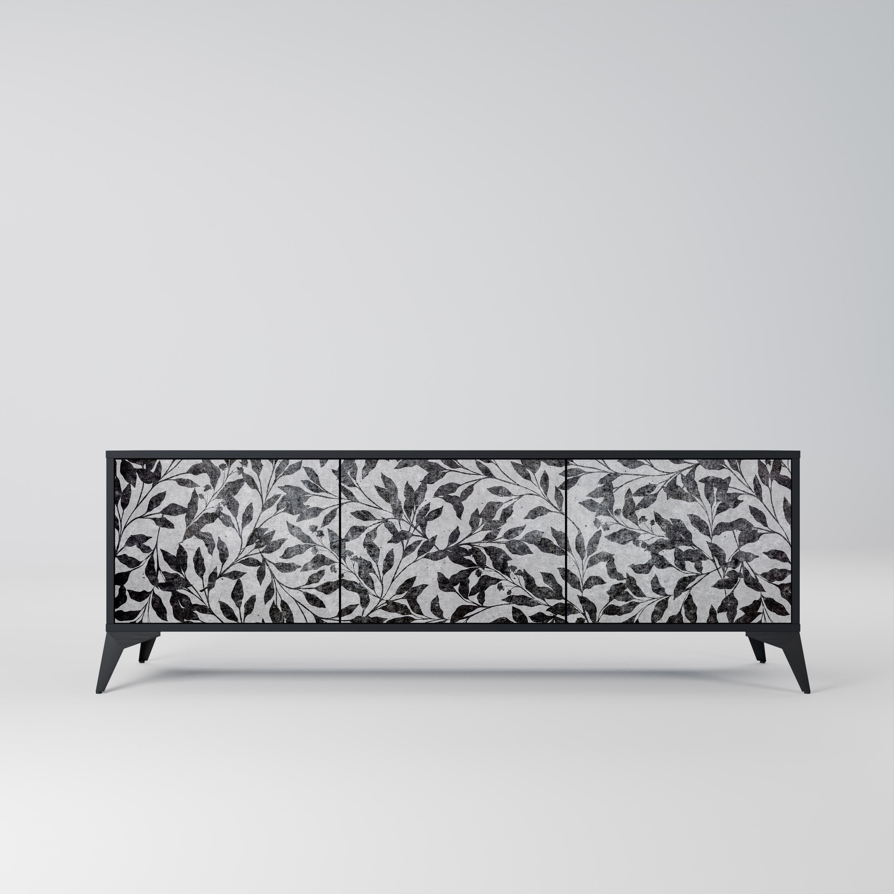 CHARCOAL SPROUT 3-dörrars TV-bänk i svart finish