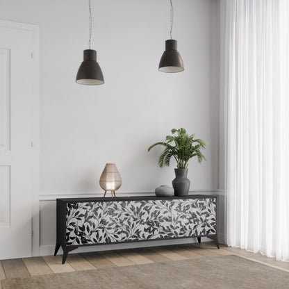 CHARCOAL SPROUT 3-dörrars TV-bänk i svart finish