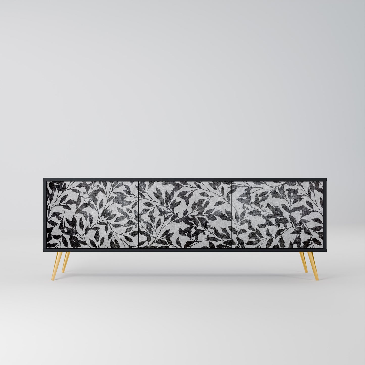 CHARCOAL SPROUT 3-dörrars TV-bänk i svart finish