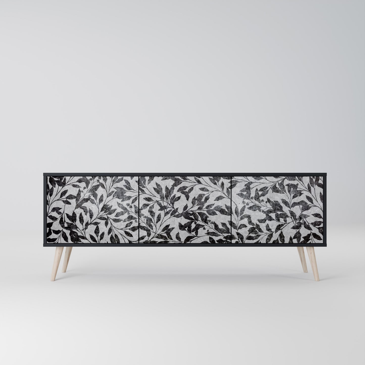 CHARCOAL SPROUT 3-dörrars TV-bänk i svart finish