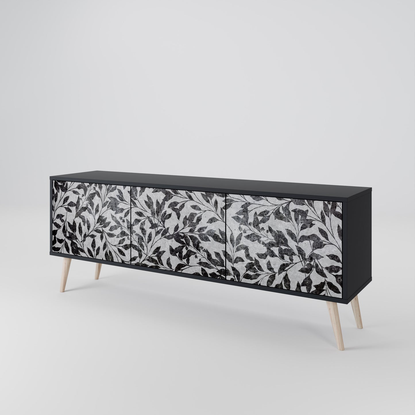 CHARCOAL SPROUT 3-dörrars TV-bänk i svart finish