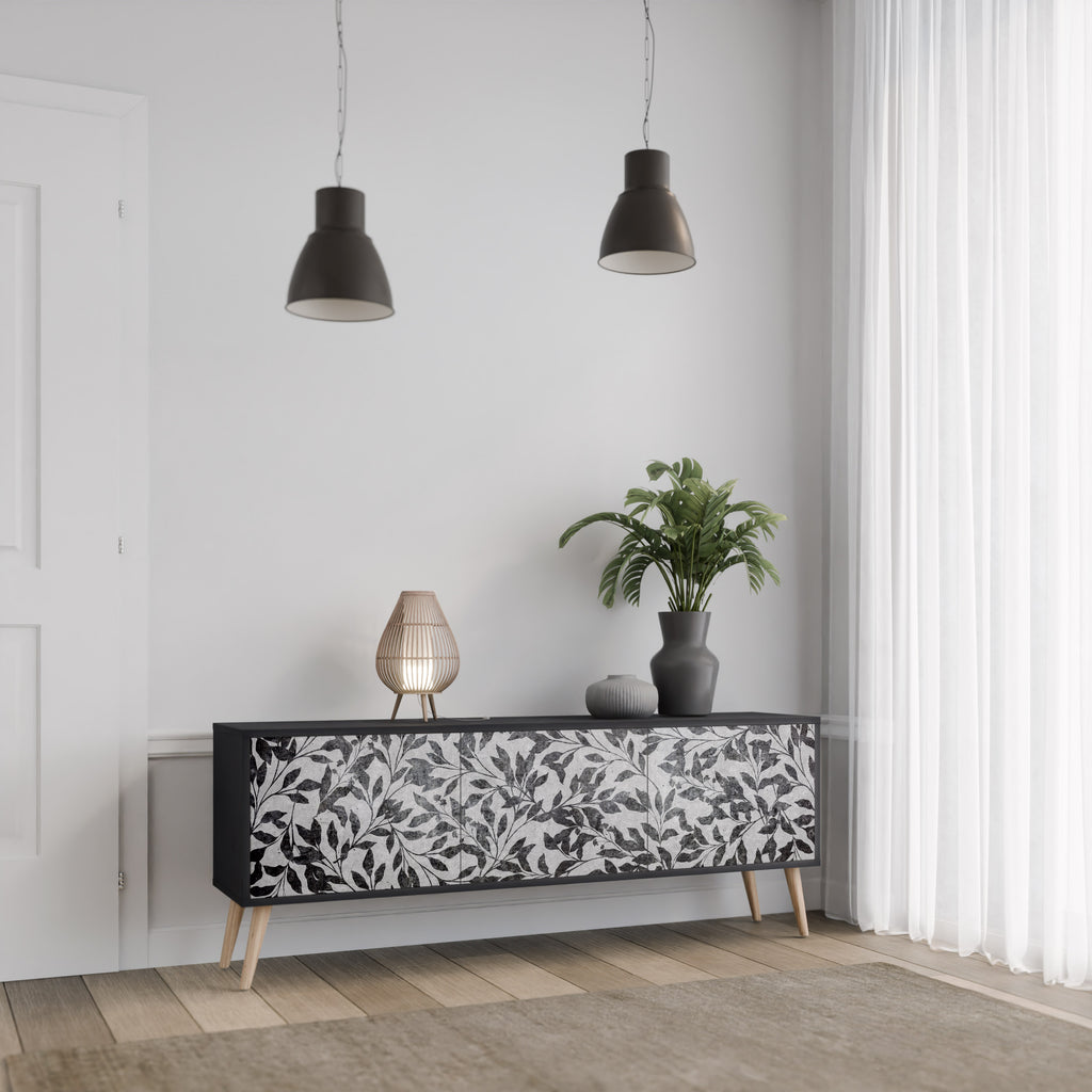 CHARCOAL SPROUT 3-dörrars TV-bänk i svart finish