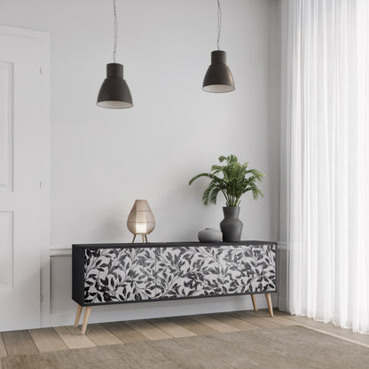 CHARCOAL SPROUT 3-dörrars TV-bänk i svart finish