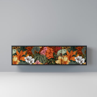 RADIANT FLORA 3-dörrars TV-bänk i svart finish