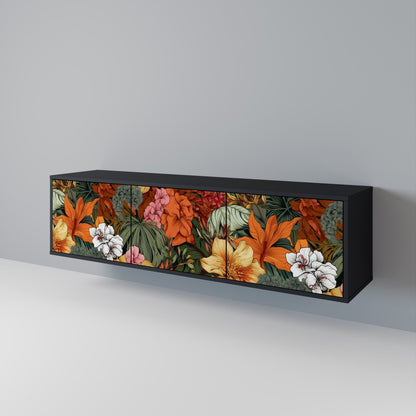 RADIANT FLORA 3-dörrars TV-bänk i svart finish