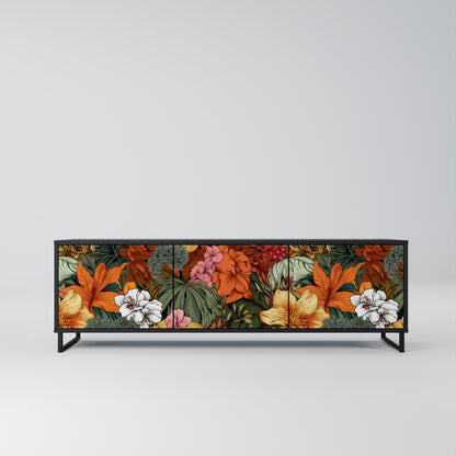 RADIANT FLORA 3-dörrars TV-bänk i svart finish