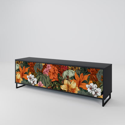 RADIANT FLORA 3-dörrars TV-bänk i svart finish