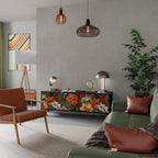 RADIANT FLORA 3-dörrars TV-bänk i svart finish