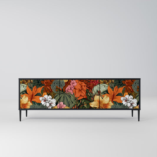 RADIANT FLORA 3-dörrars TV-bänk i svart finish