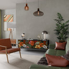 RADIANT FLORA 3-dörrars TV-bänk i svart finish