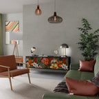 RADIANT FLORA 3-dörrars TV-bänk i svart finish