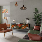 RADIANT FLORA 3-dörrars TV-bänk i svart finish