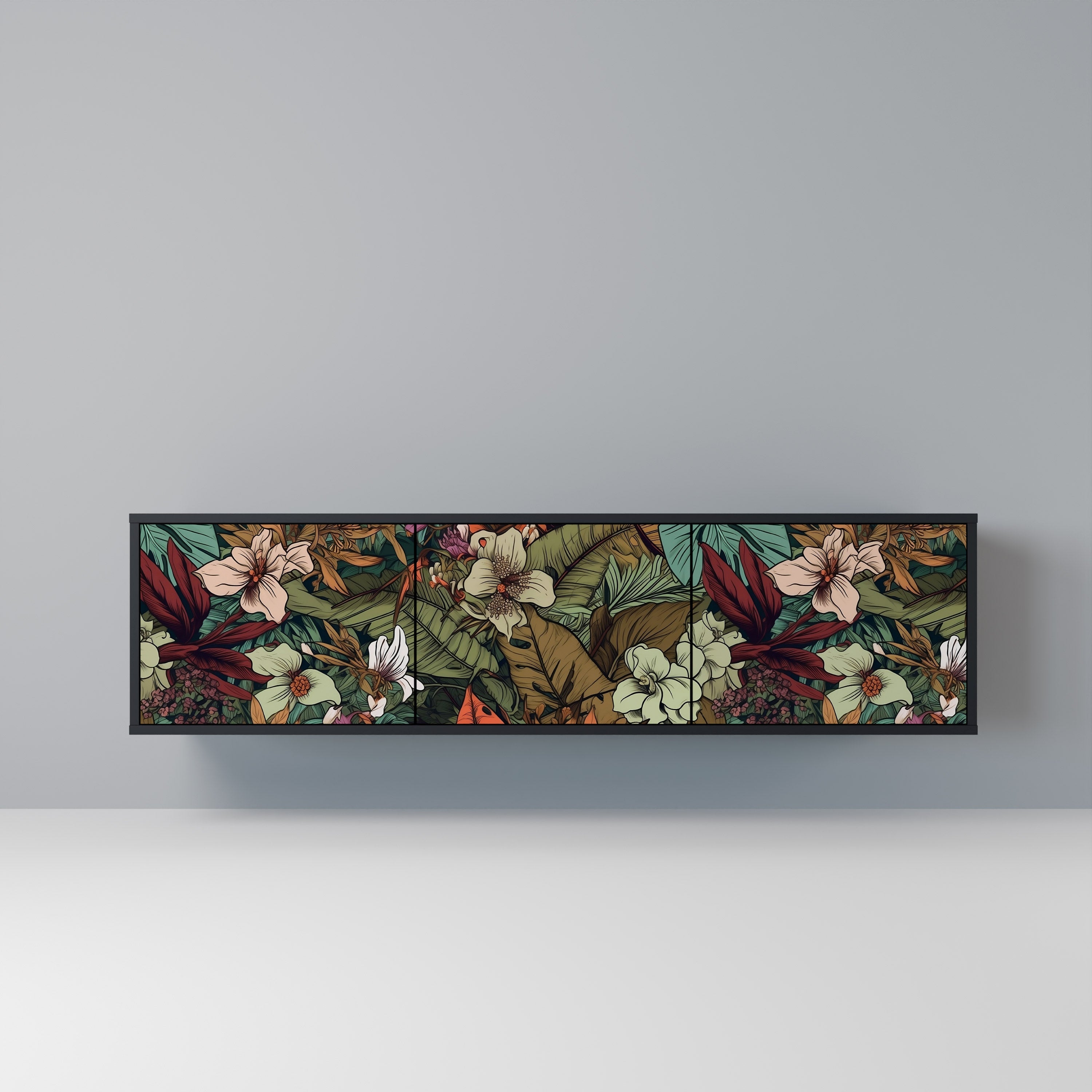 BOTANICAL EMERGENCE 3-dörrars TV-bänk i svart finish
