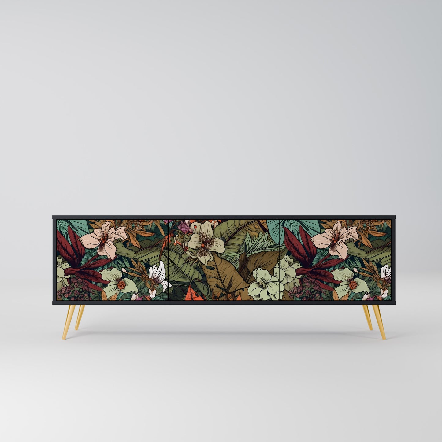 BOTANICAL EMERGENCE 3-dörrars TV-bänk i svart finish