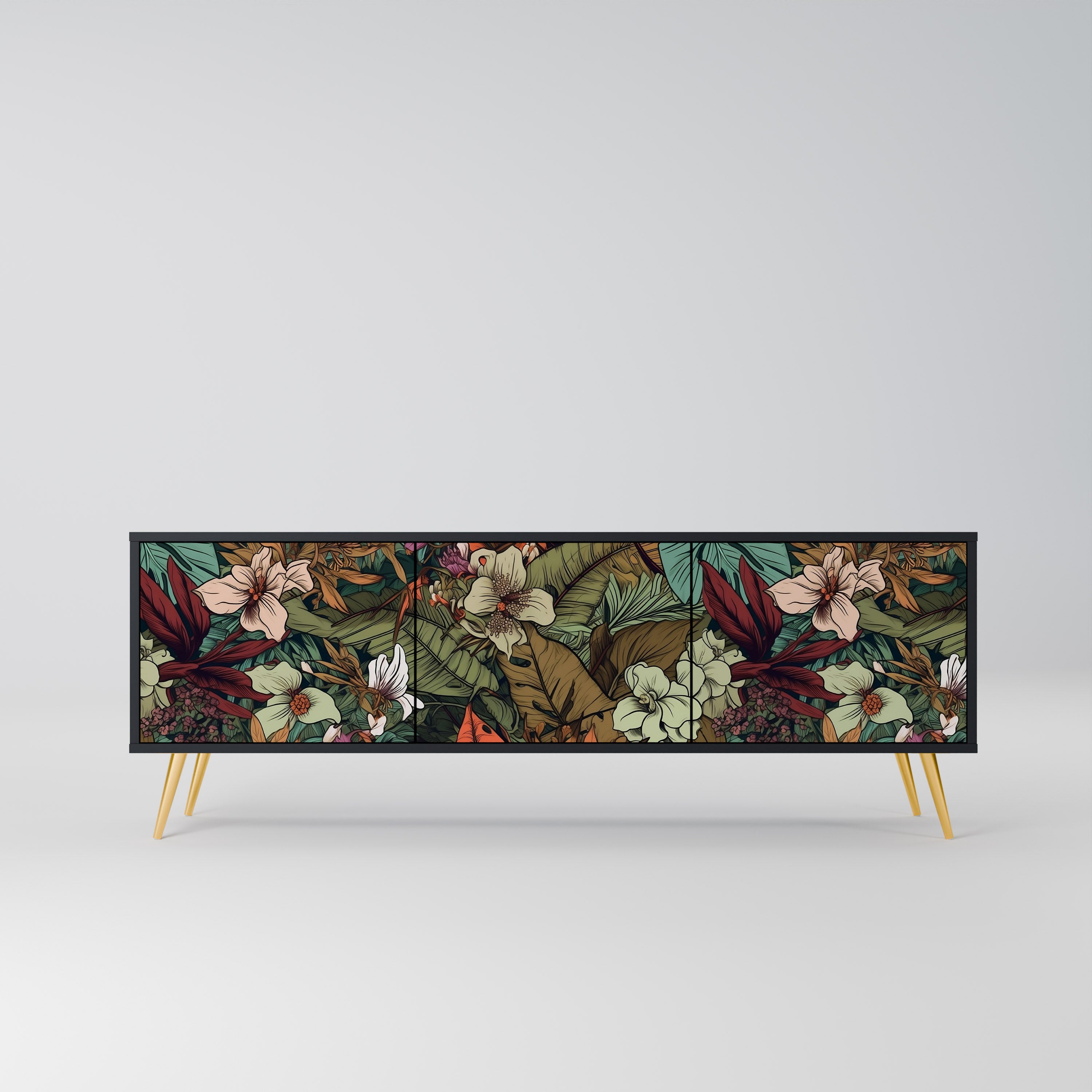 BOTANICAL EMERGENCE 3-dörrars TV-bänk i svart finish