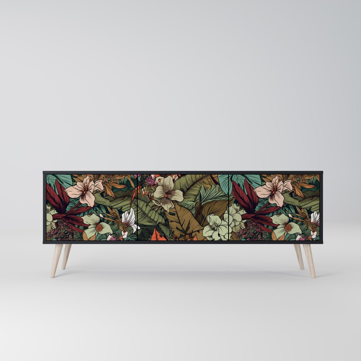 BOTANICAL EMERGENCE 3-dörrars TV-bänk i svart finish