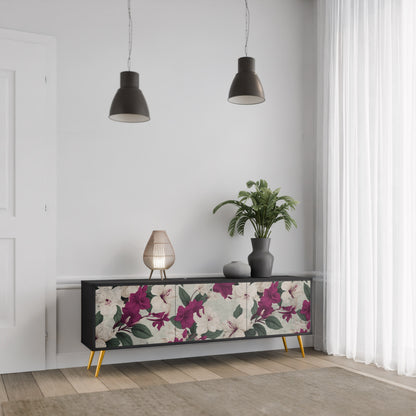 FLOWERET DREAM 3-dörrars TV-bänk i svart finish