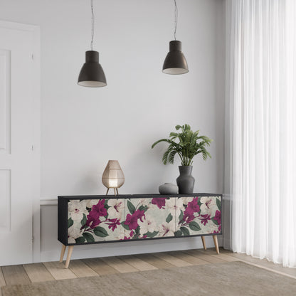FLOWERET DREAM 3-dörrars TV-bänk i svart finish