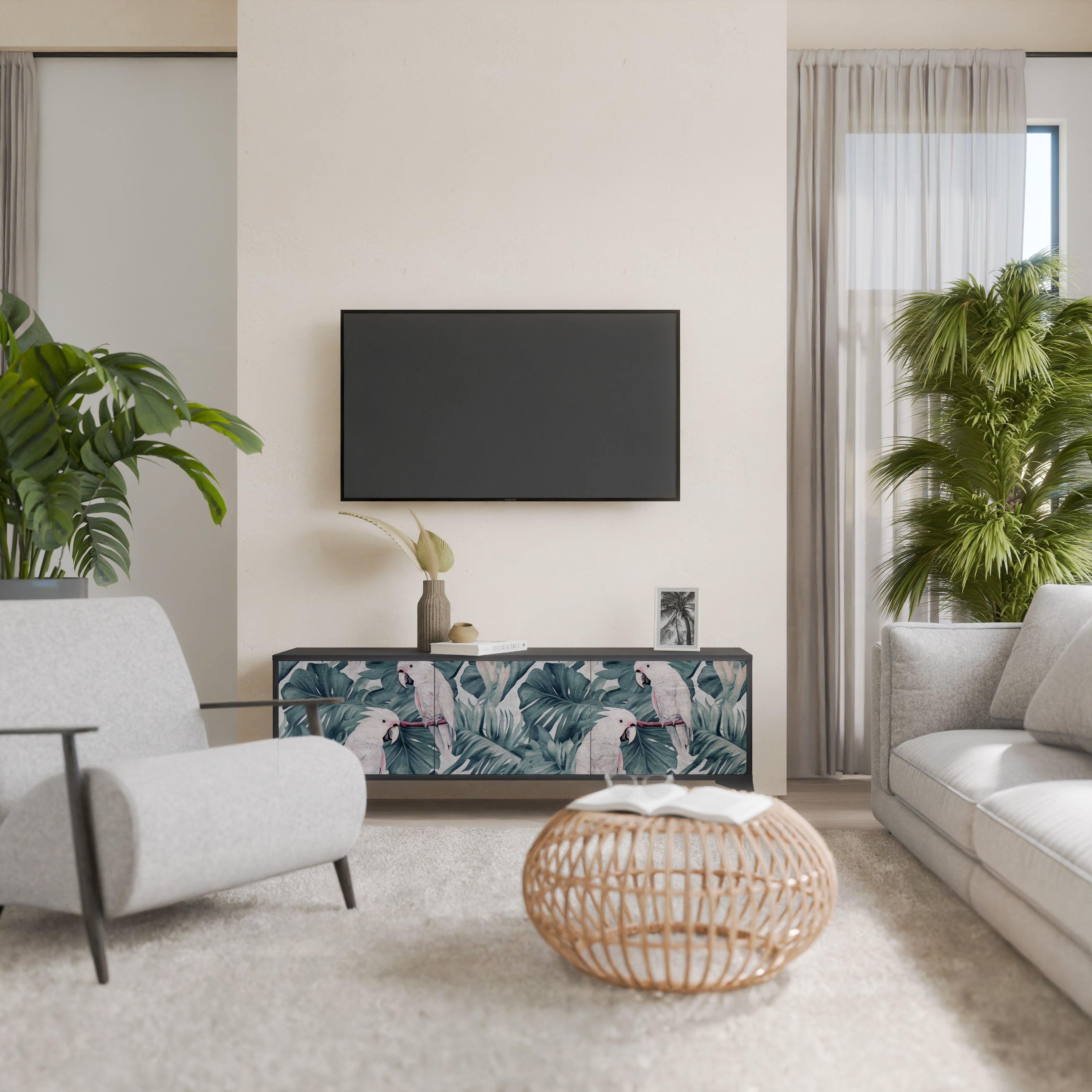 POPINJAY LOOK 3-dörrars TV-bänk i svart finish