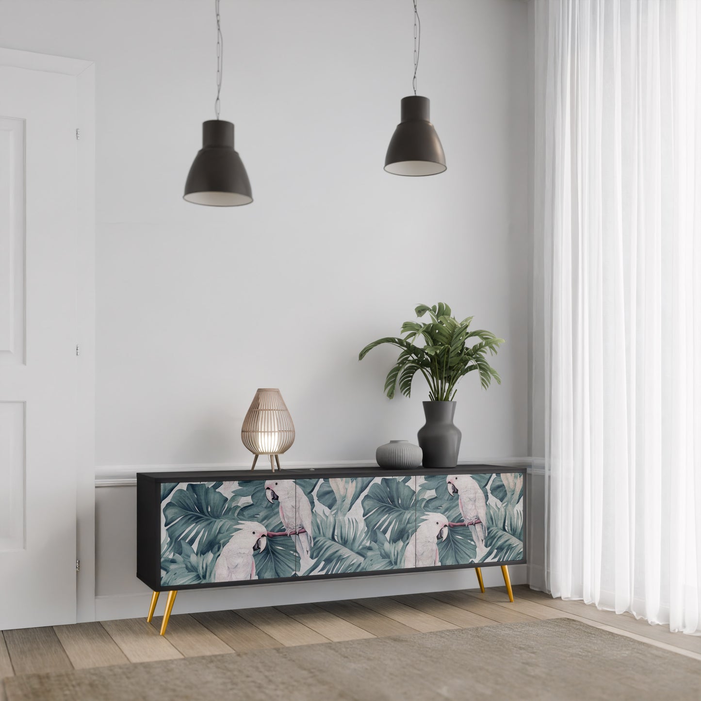 POPINJAY LOOK 3-dörrars TV-bänk i svart finish