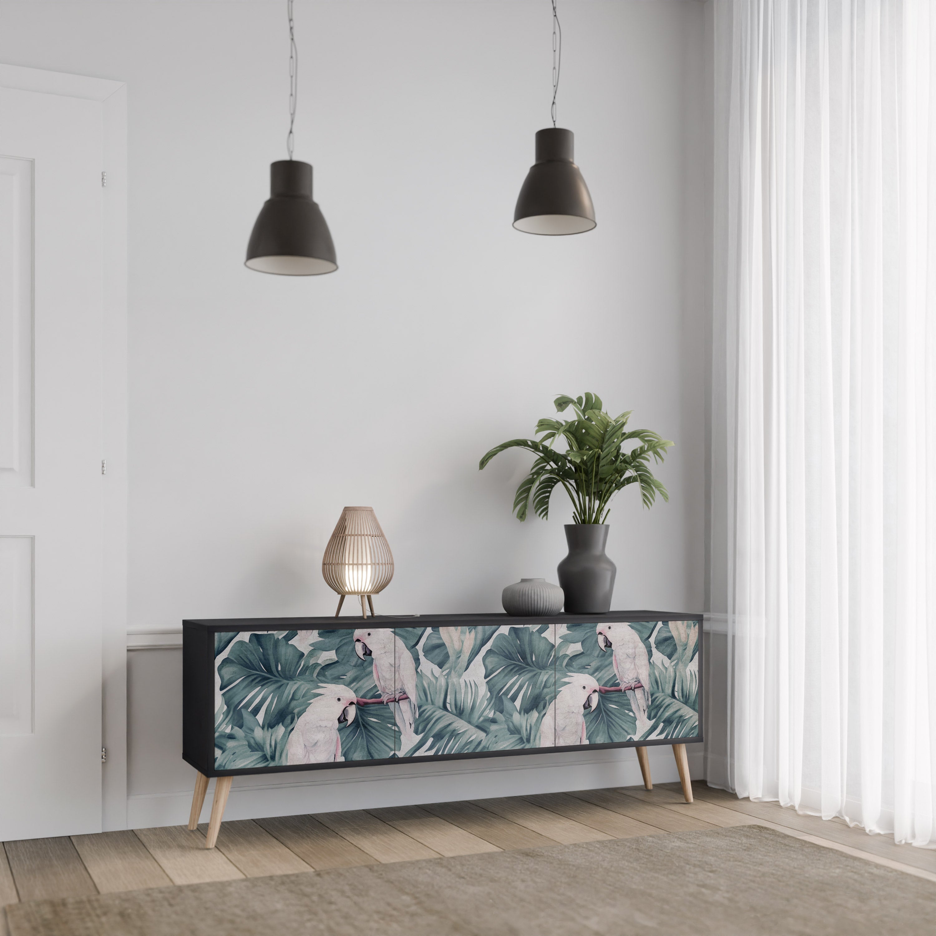 POPINJAY LOOK 3-dörrars TV-bänk i svart finish