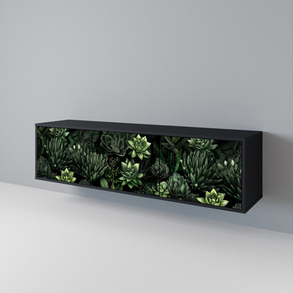 SUCCULENT JUNGLE 3-dörrars TV-bänk i svart finish