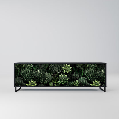 SUCCULENT JUNGLE 3-dörrars TV-bänk i svart finish