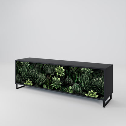 SUCCULENT JUNGLE 3-dörrars TV-bänk i svart finish