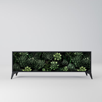 SUCCULENT JUNGLE 3-dörrars TV-bänk i svart finish