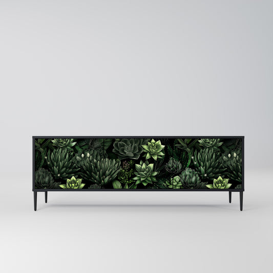 SUCCULENT JUNGLE 3-dörrars TV-bänk i svart finish