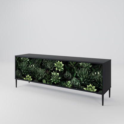 SUCCULENT JUNGLE 3-dörrars TV-bänk i svart finish