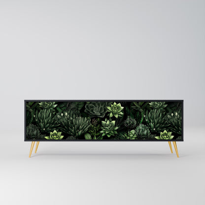 SUCCULENT JUNGLE 3-dörrars TV-bänk i svart finish