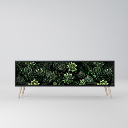 SUCCULENT JUNGLE 3-dörrars TV-bänk i svart finish