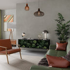 SUCCULENT JUNGLE 3-dörrars TV-bänk i svart finish