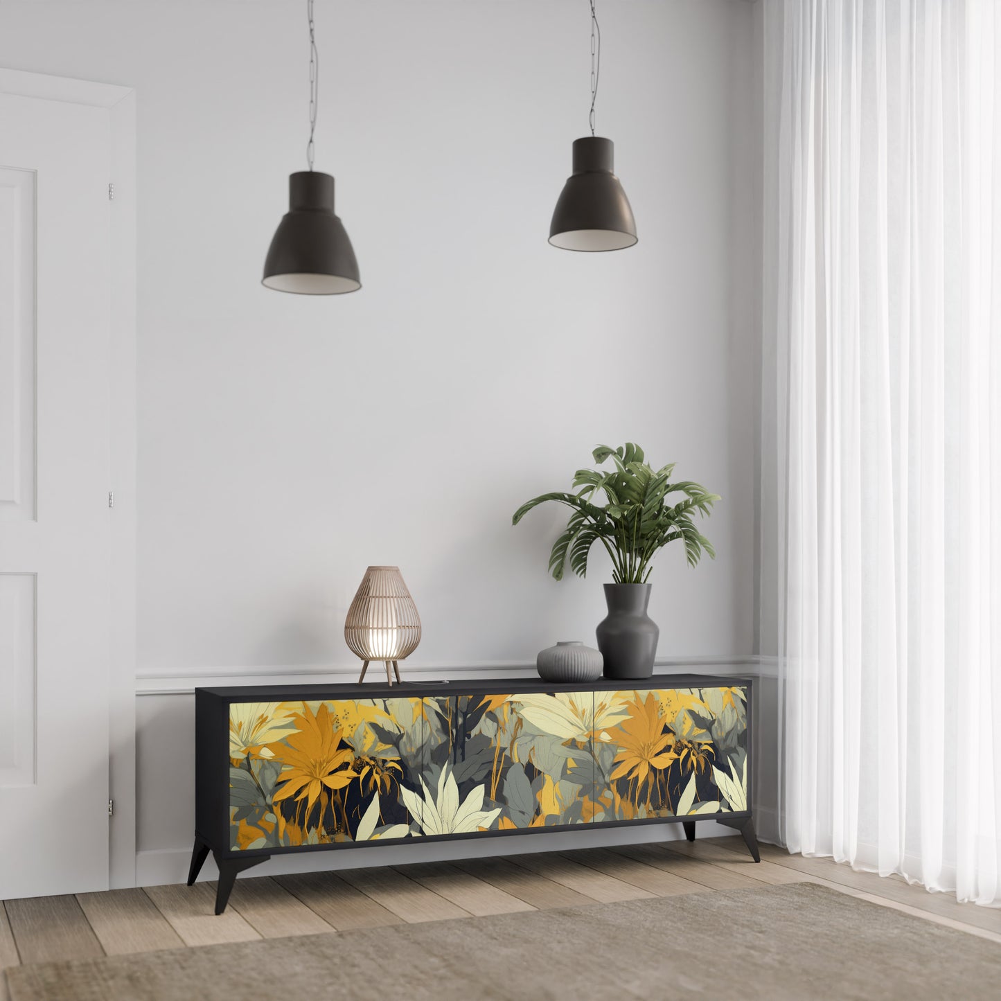 SUNKISSED LILY 3-dörrars TV-bänk i svart finish