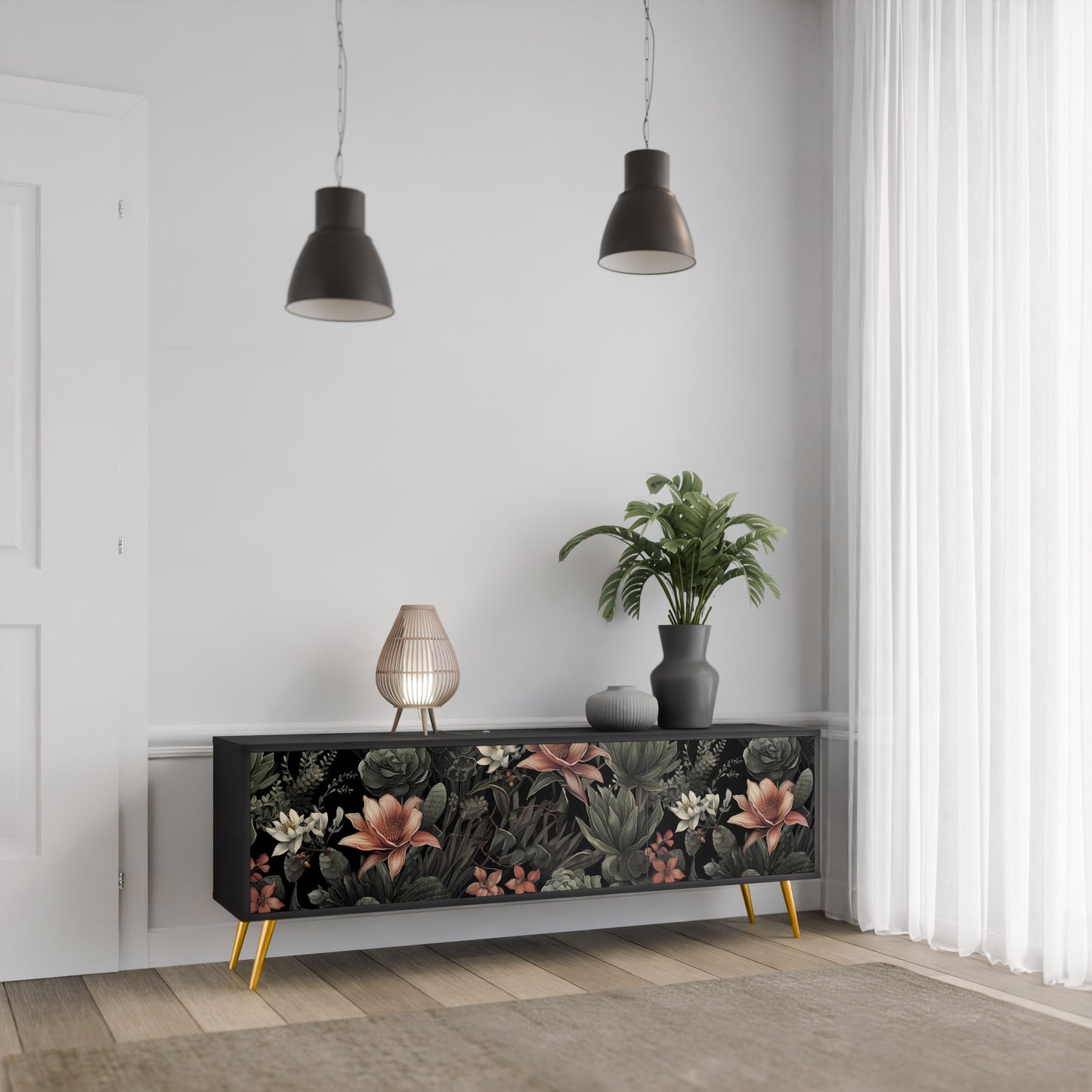 SECRET VERDURE 3-dörrars TV-bänk i svart finish