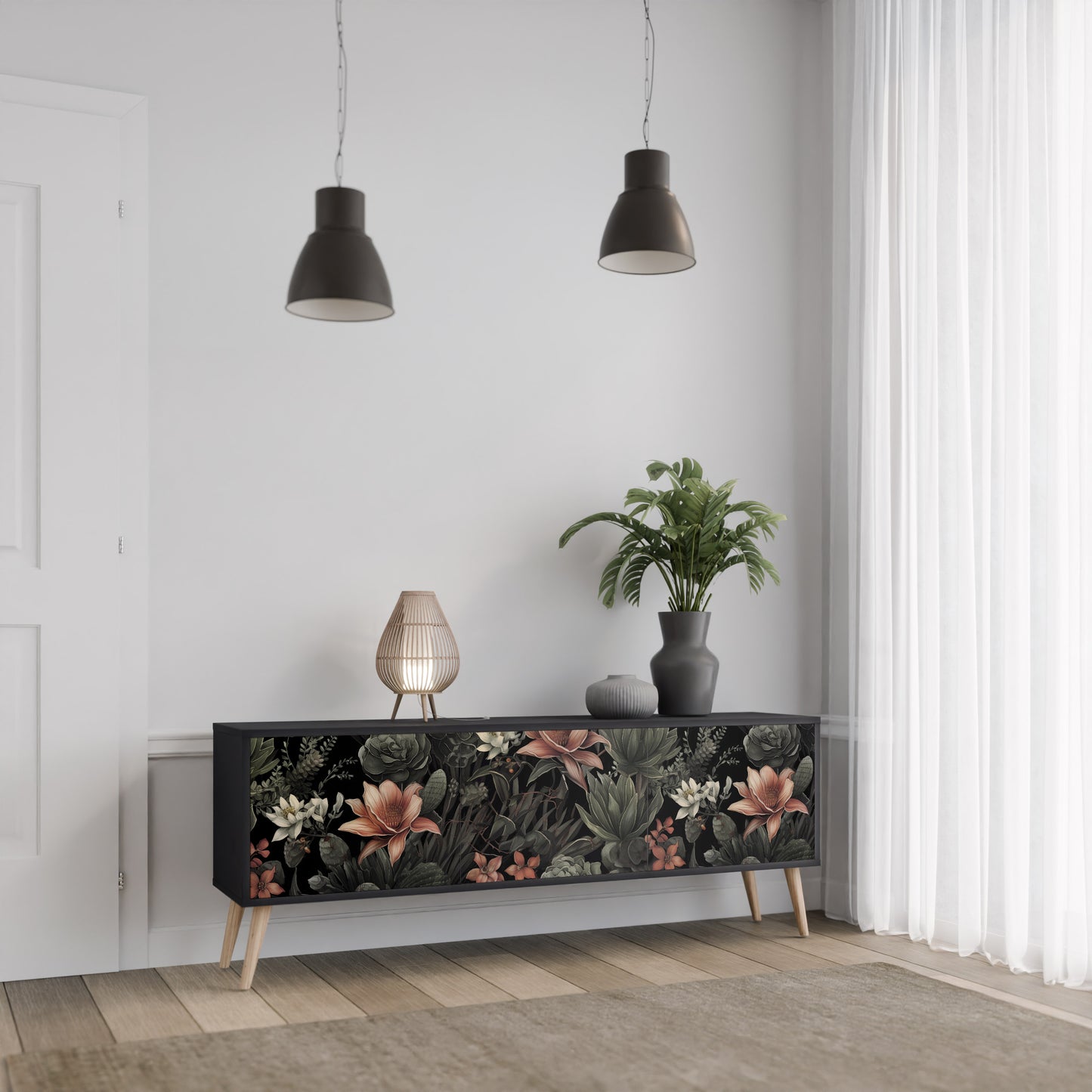 SECRET VERDURE 3-dörrars TV-bänk i svart finish