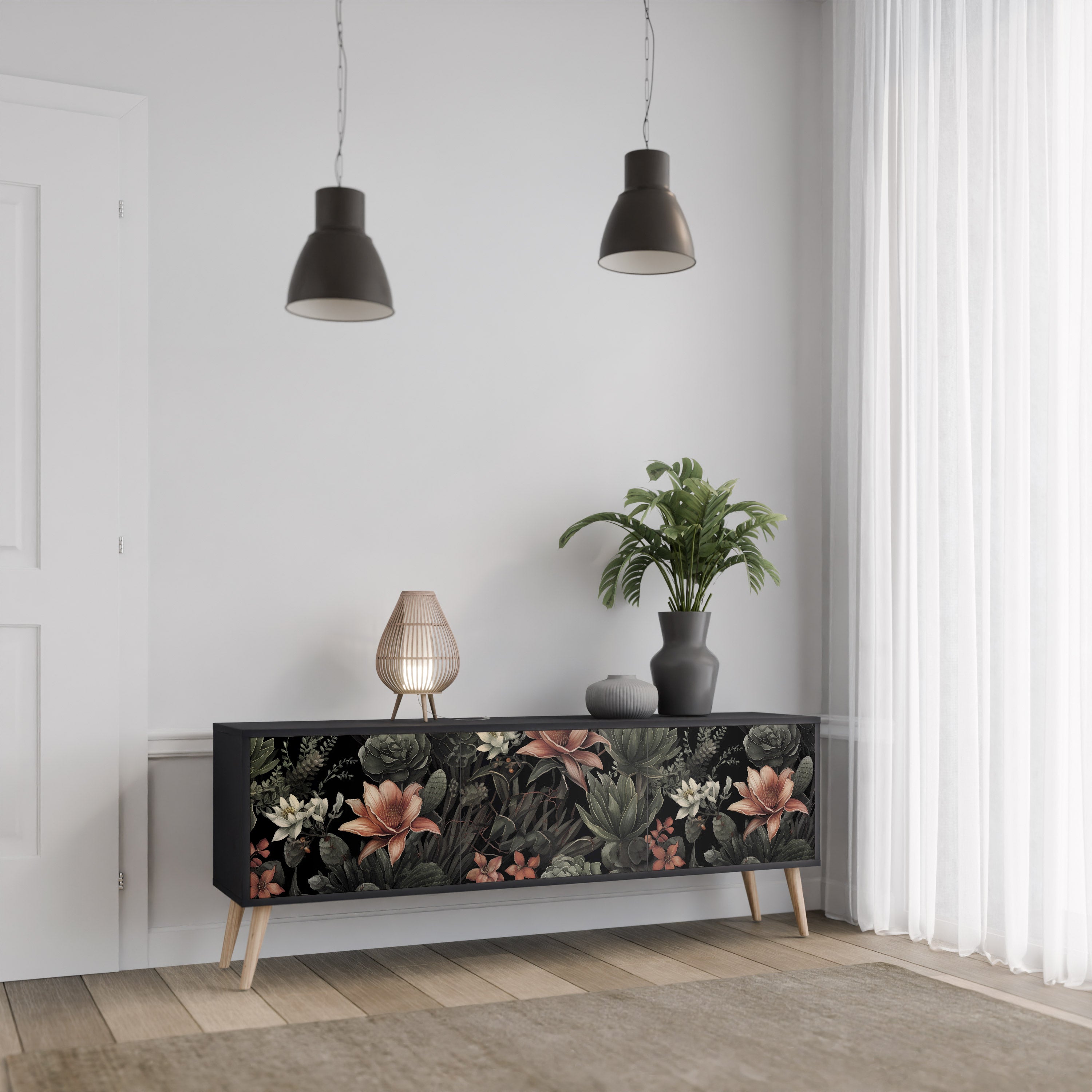 SECRET VERDURE 3-dörrars TV-bänk i svart finish