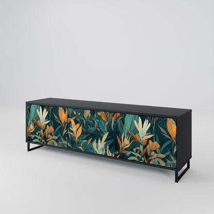FLORAL SERENITY 3-dörrars TV-bänk i svart finish