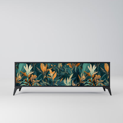 FLORAL SERENITY 3-dörrars TV-bänk i svart finish