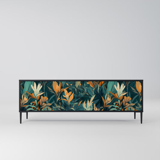 FLORAL SERENITY 3-dörrars TV-bänk i svart finish