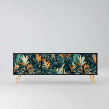FLORAL SERENITY 3-dörrars TV-bänk i svart finish