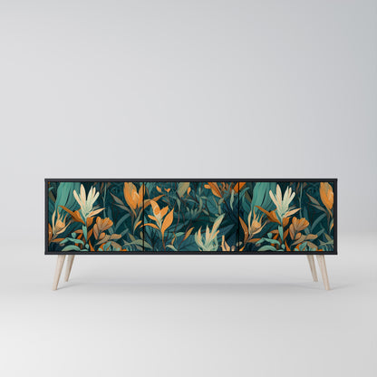 FLORAL SERENITY 3-dörrars TV-bänk i svart finish