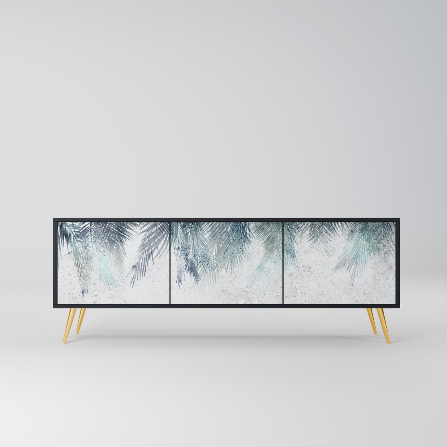 PALM VEIL 3-dörrars TV-bänk i svart finish