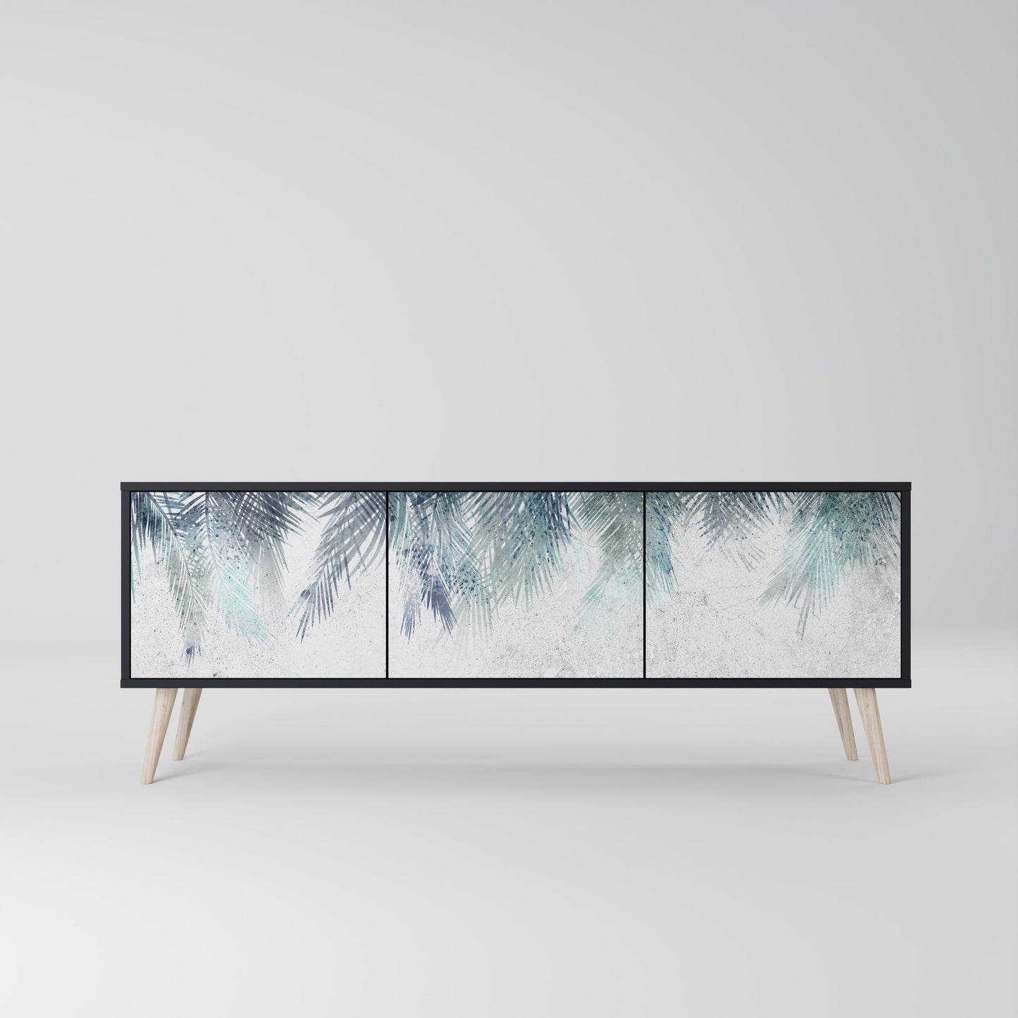 PALM VEIL 3-dörrars TV-bänk i svart finish