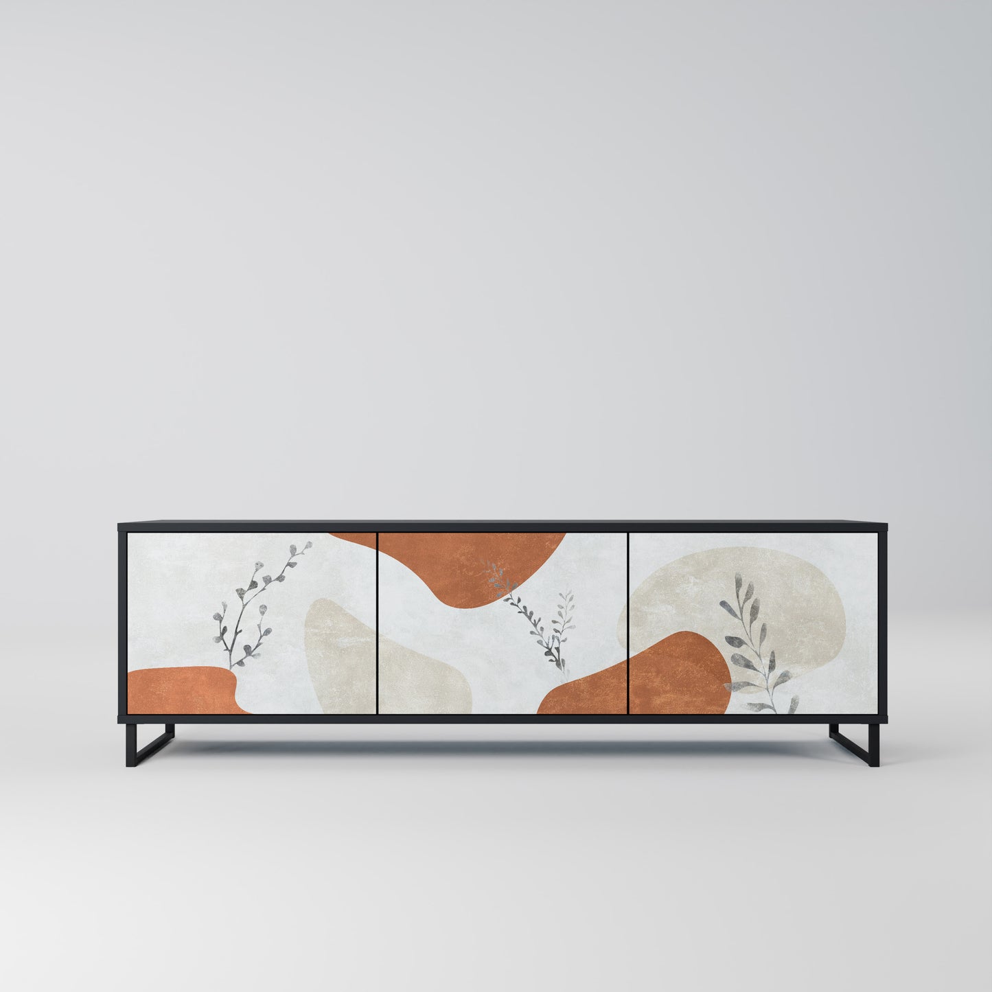 TRANQUIL TWIG 3-dörrars TV-bänk i svart finish
