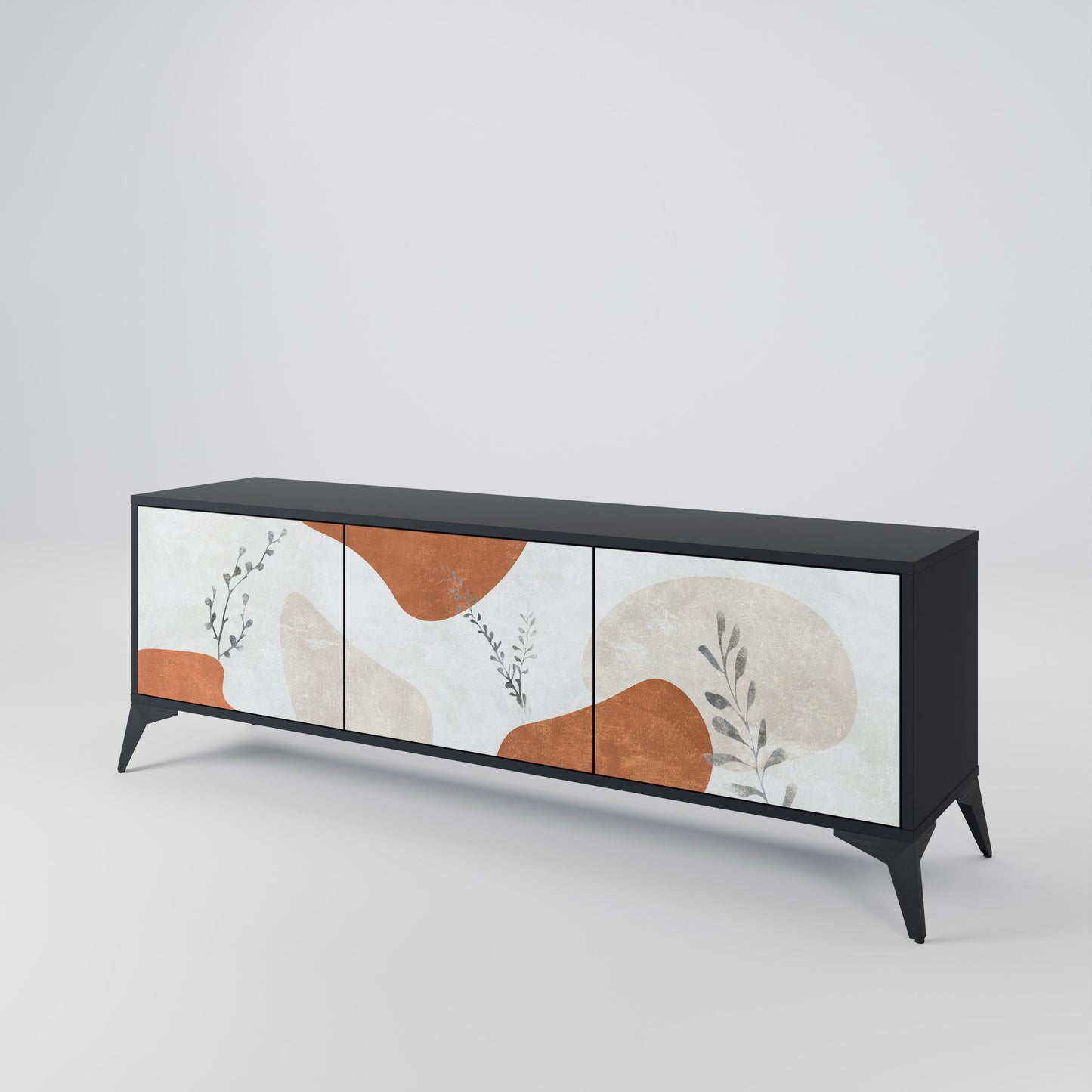TRANQUIL TWIG 3-dörrars TV-bänk i svart finish