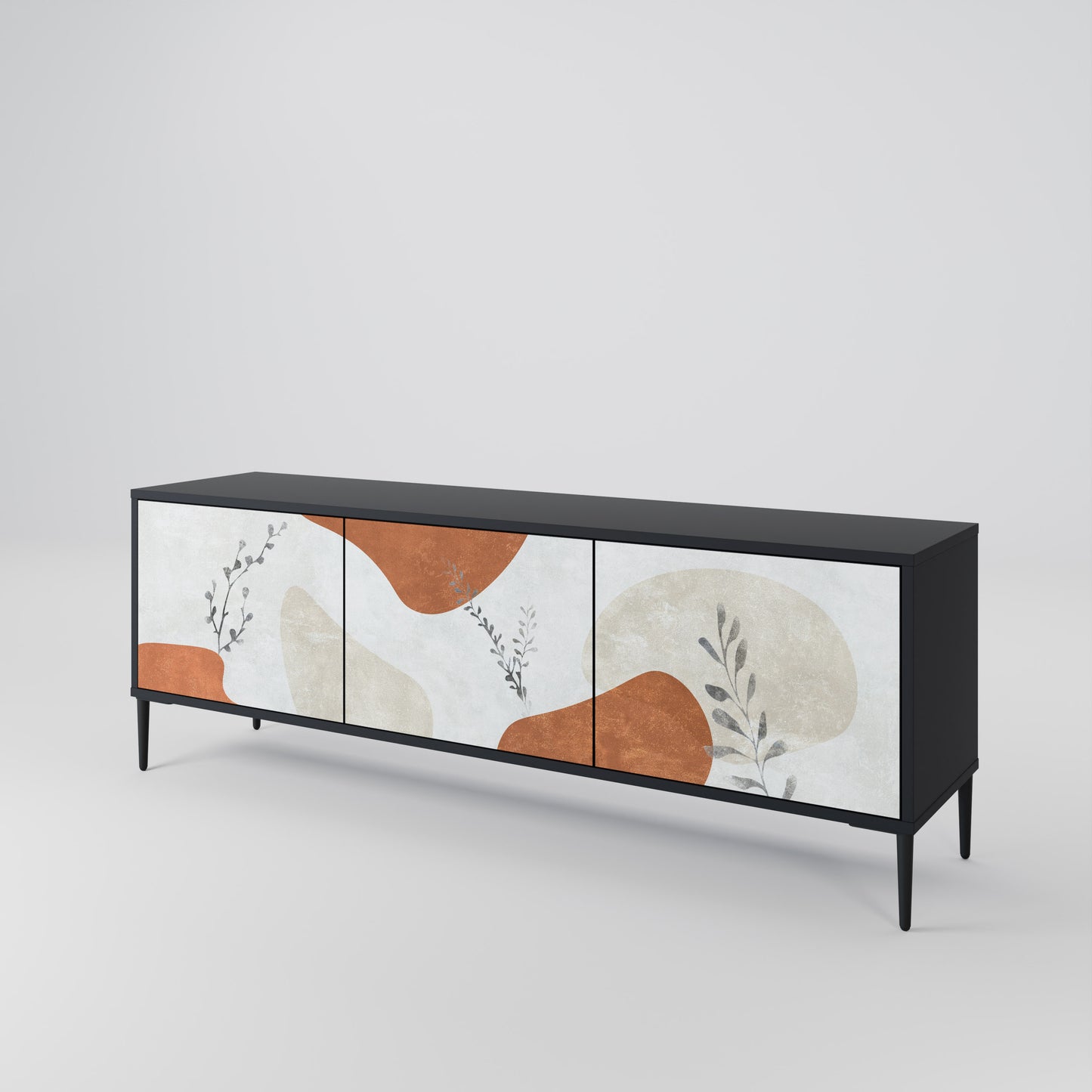 TRANQUIL TWIG 3-dörrars TV-bänk i svart finish