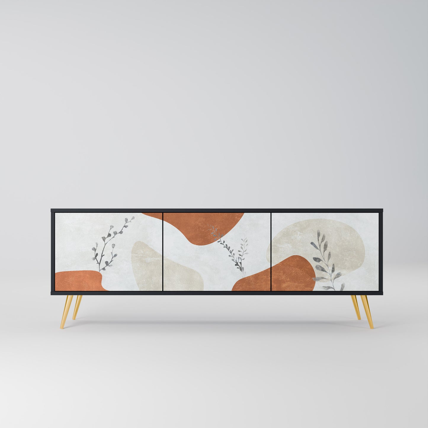 TRANQUIL TWIG 3-dörrars TV-bänk i svart finish